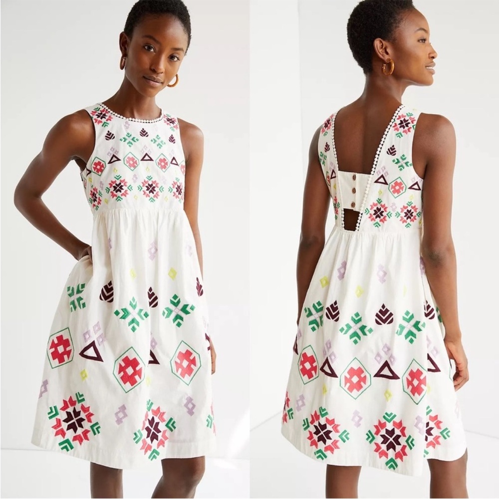 Anthropologie Embroidered Mini Dress